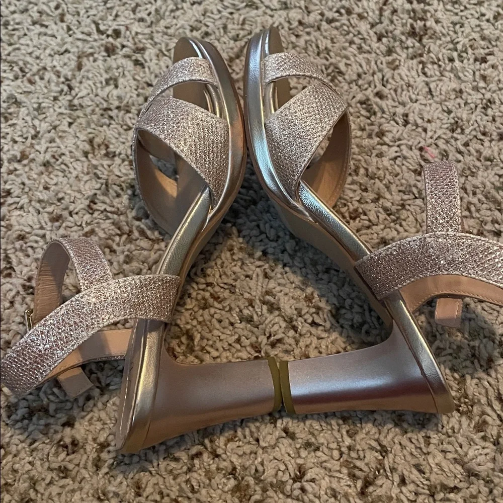 Dream Pairs Rose Gold Champagne Glitter  Block Shiny Heel 2"‎ Shoes Sz 7 - Picture 4 of 8